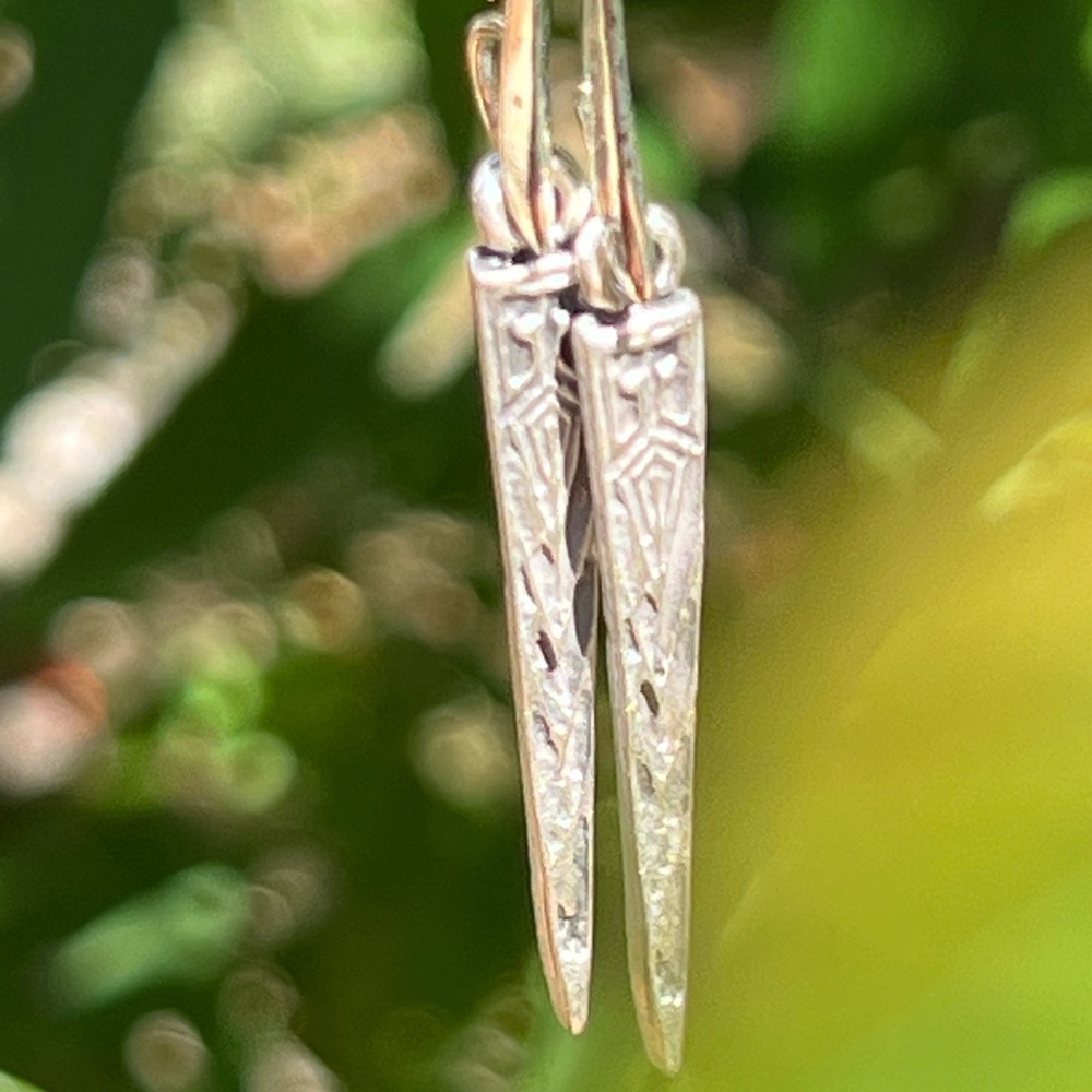 Silver Dangle Earrings & Necklace Set Abstract Tribal Jewelry 925 Silver chain